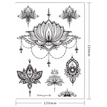 Načíst obrázek do prohlížeče Galerie, Dočasné tetování - Hena Mandala Černá - Lotus Flower
