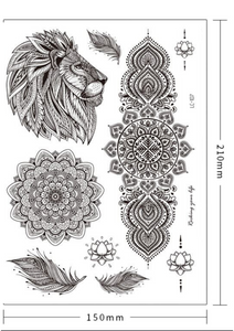 Dočasné tetování - Hena Mandala Černá - Lion