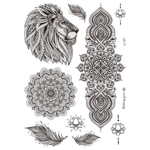 Dočasné tetování - Hena Mandala Černá - Lion