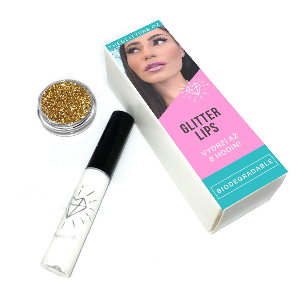 Glitter Lips - Biodegradable - Ekologické dlouhotrvající třpytivé líčení rtů - Zlatá