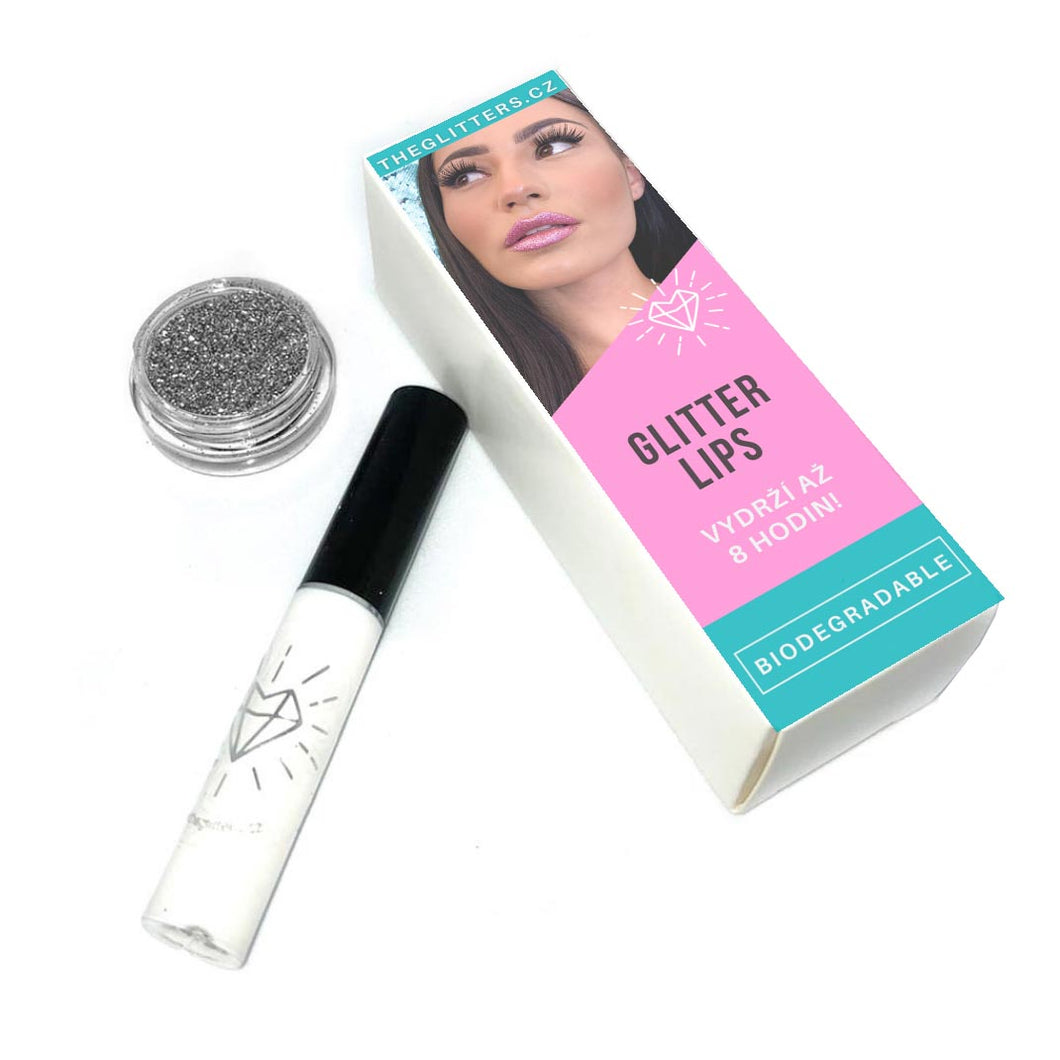 Glitter Lips - Biodegradable - Ekologické dlouhotrvající třpytivé líčení rtů - Stříbrná